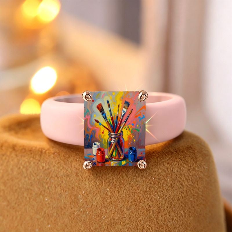 Paintbrush Art Square Ring