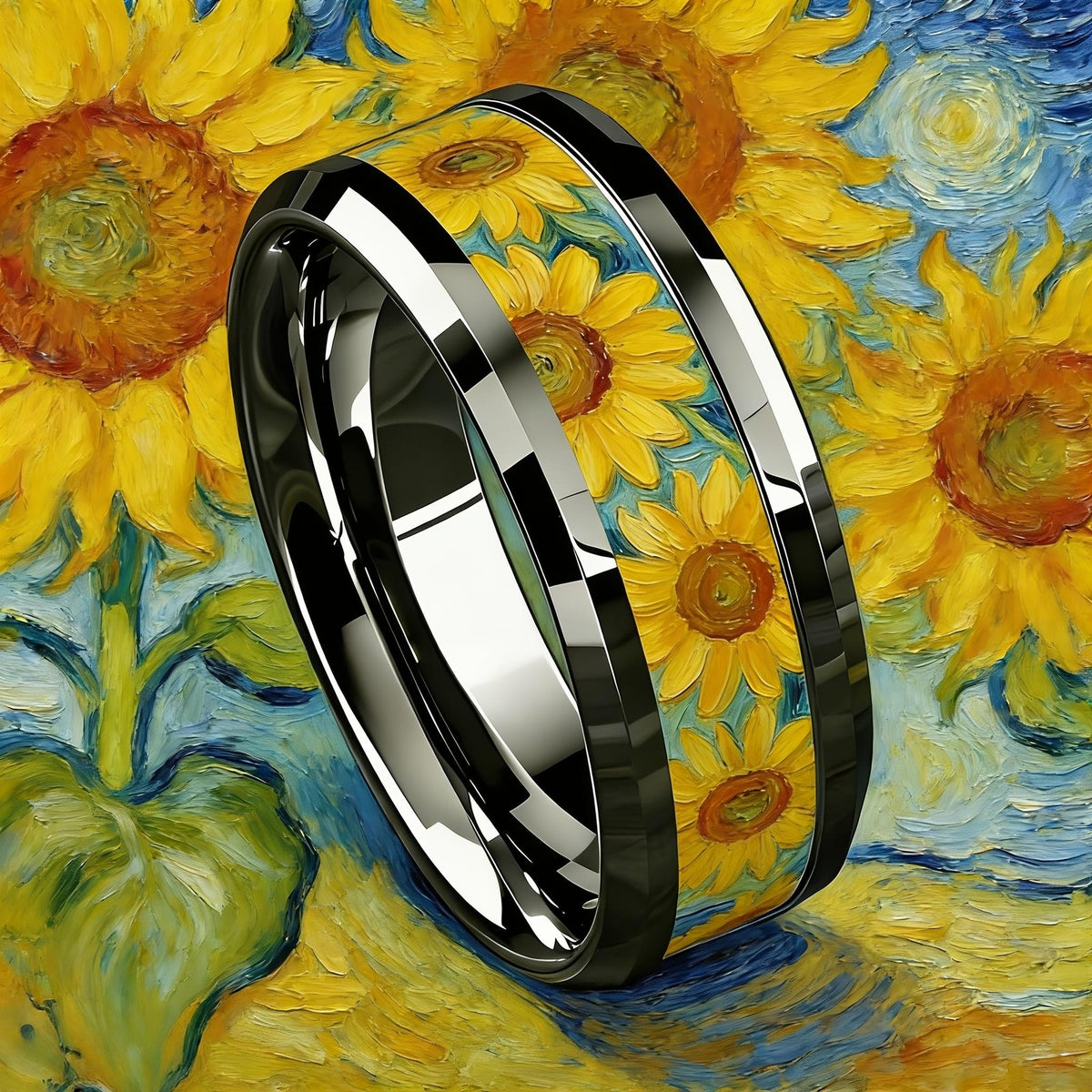 Sunflower Oil Painting Ring