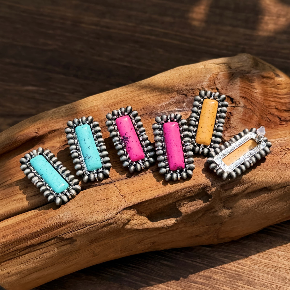 Turquoise Beaded Rectangle Earrings