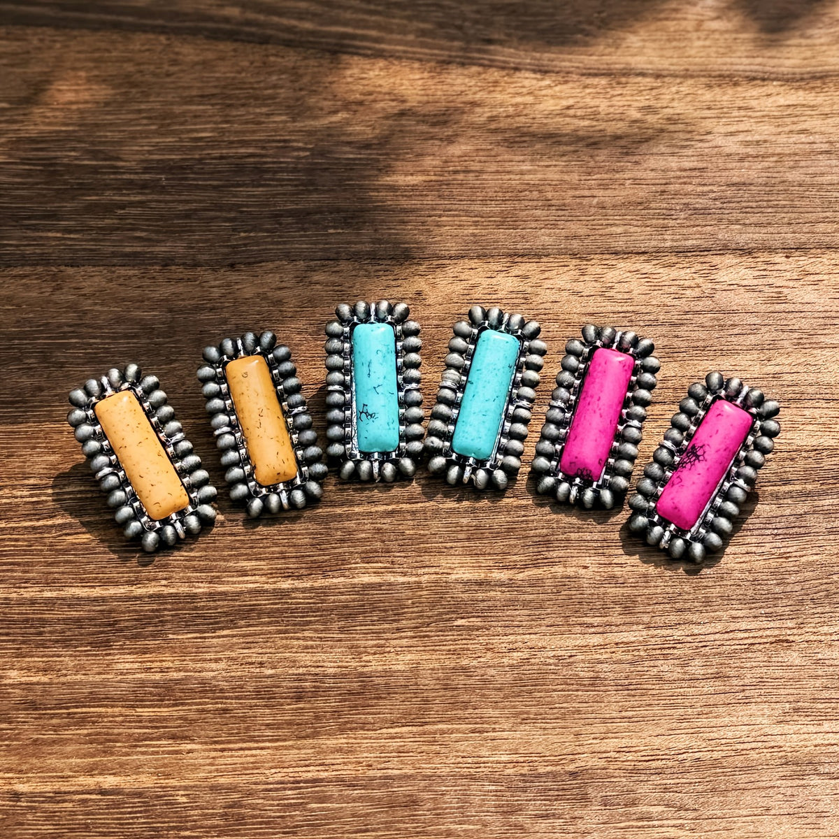 Turquoise Beaded Rectangle Earrings