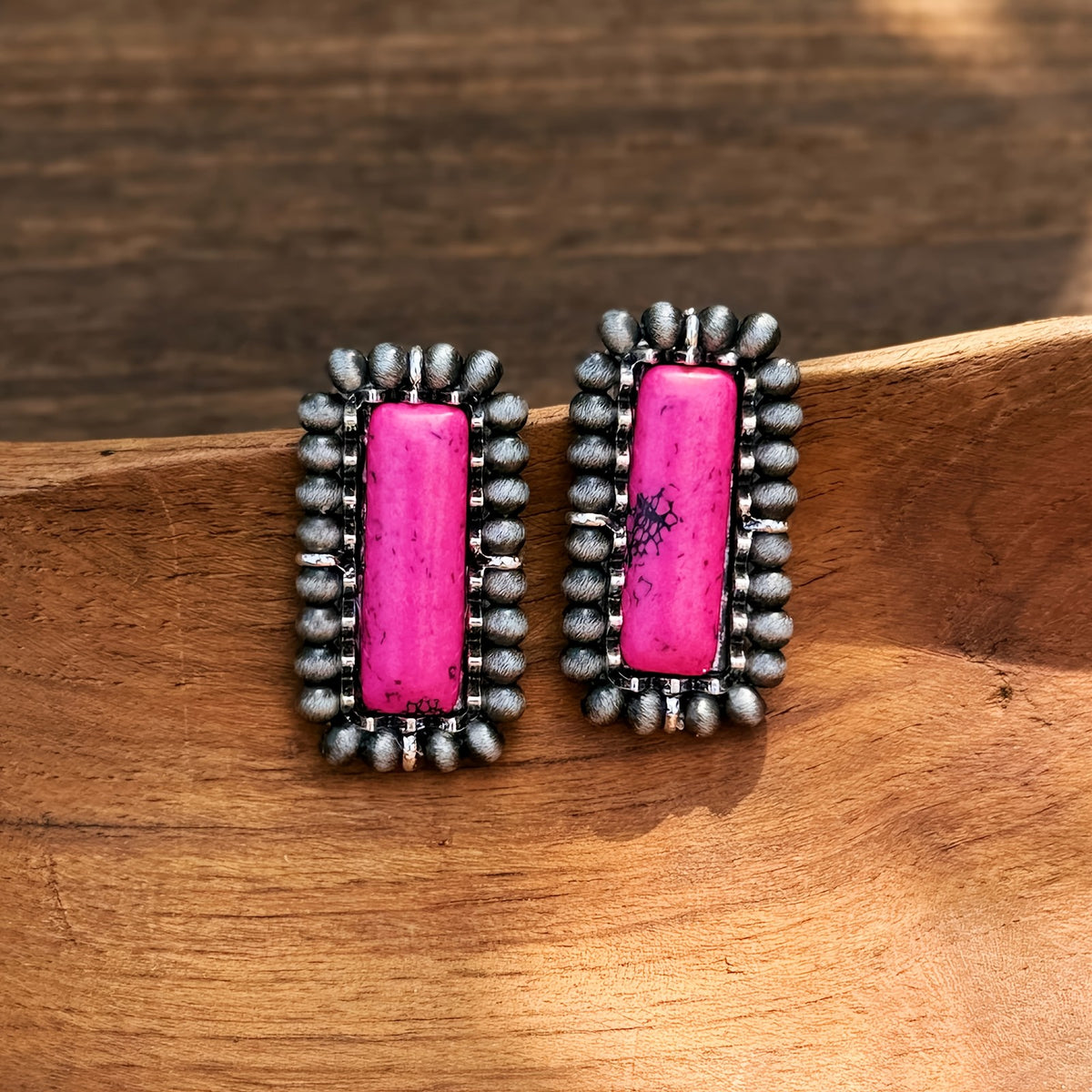 Turquoise Beaded Rectangle Earrings