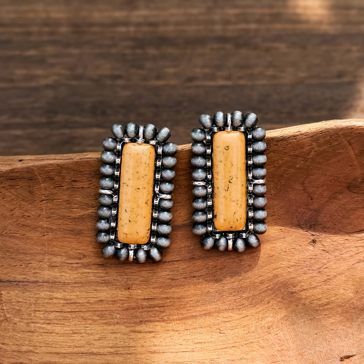 Turquoise Beaded Rectangle Earrings