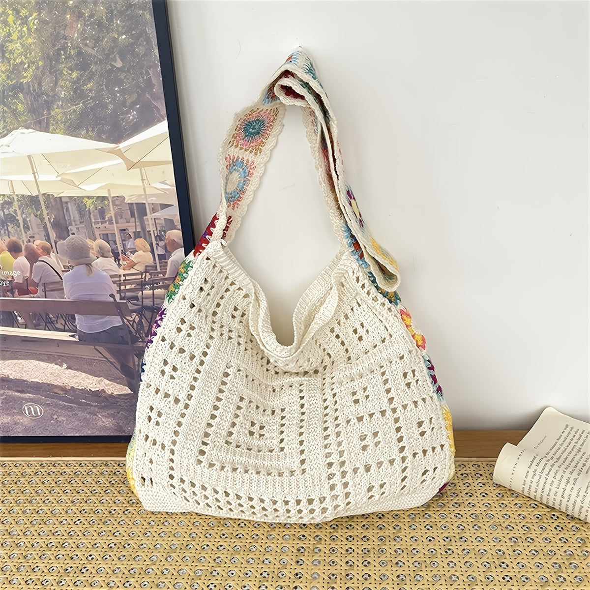 Colorful Granny Square Crochet Tote Bag