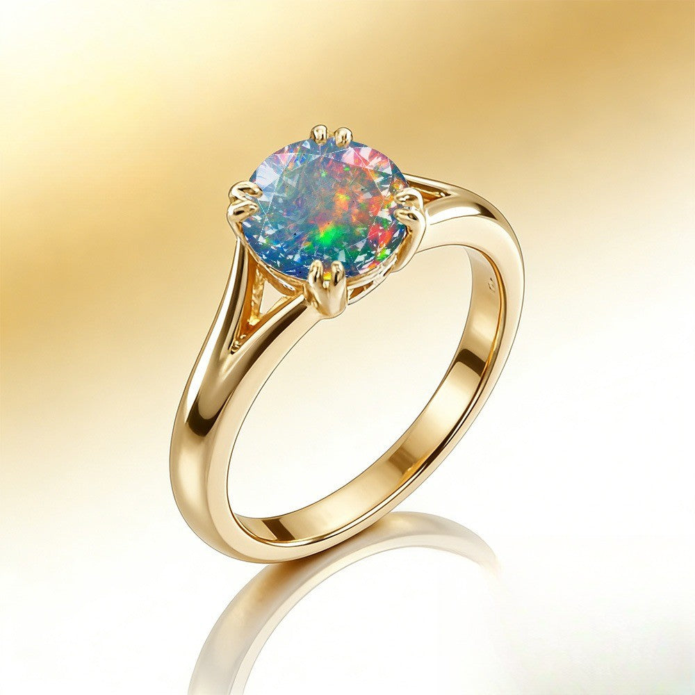 Colorful Iridescent Stone Ring