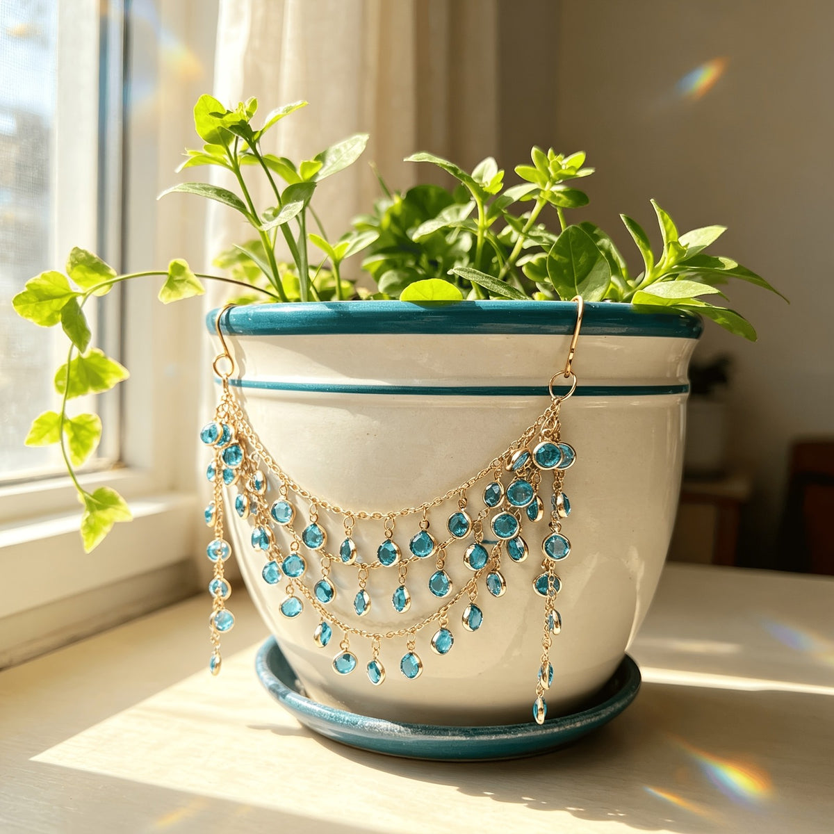Blue Crystal Garden Sun Catcher