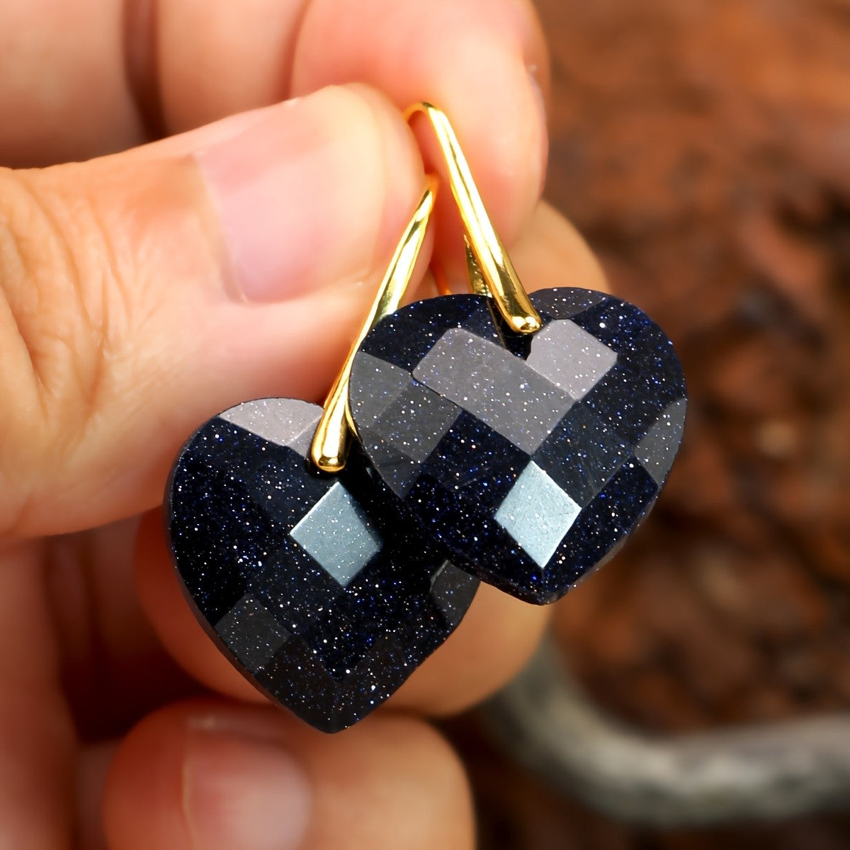Faceted Green Heart Earrings