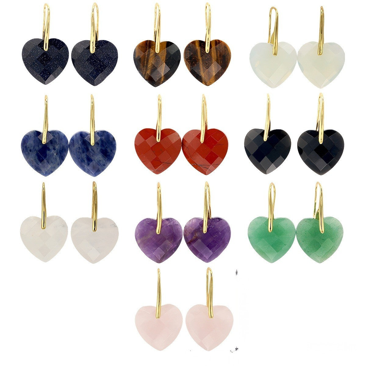 Faceted Green Heart Earrings
