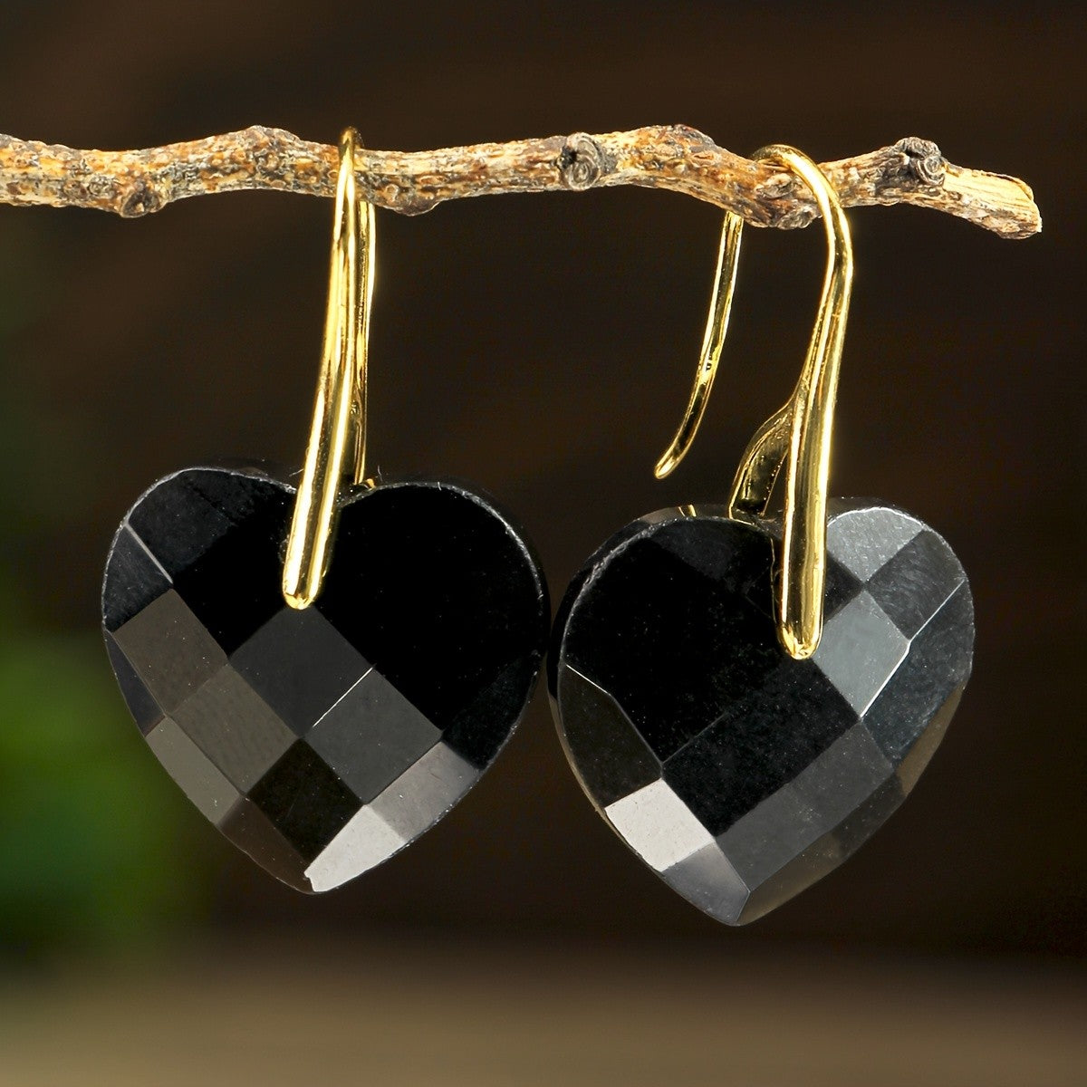 Faceted Green Heart Earrings