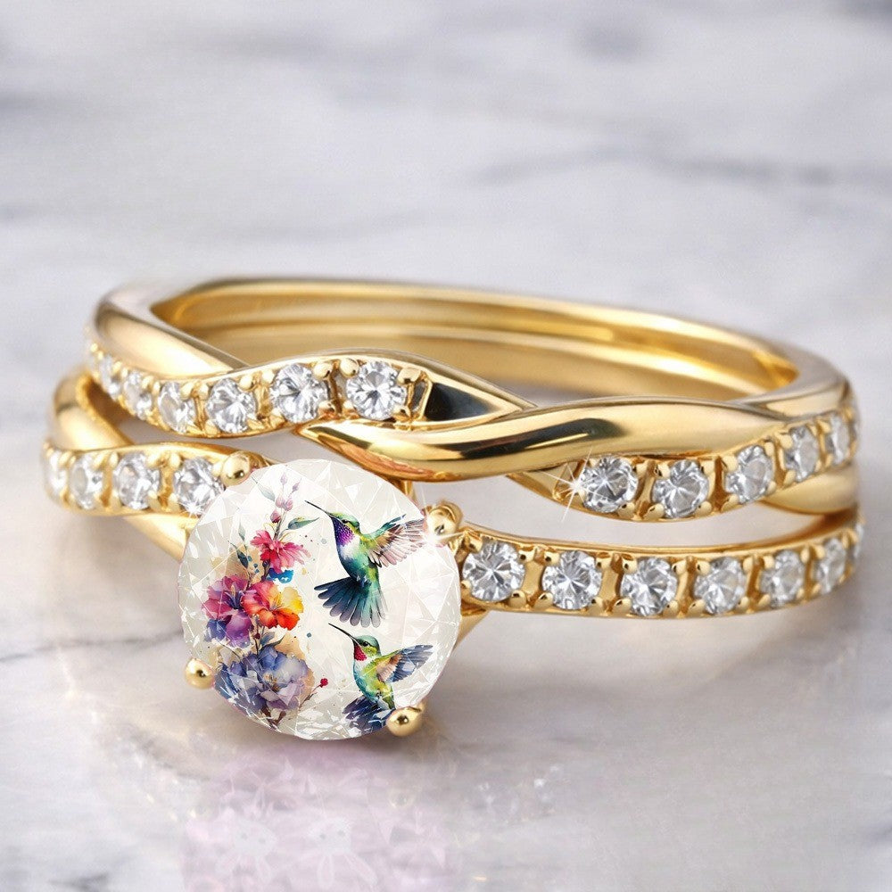 Hummingbird Floral Twisted Ring