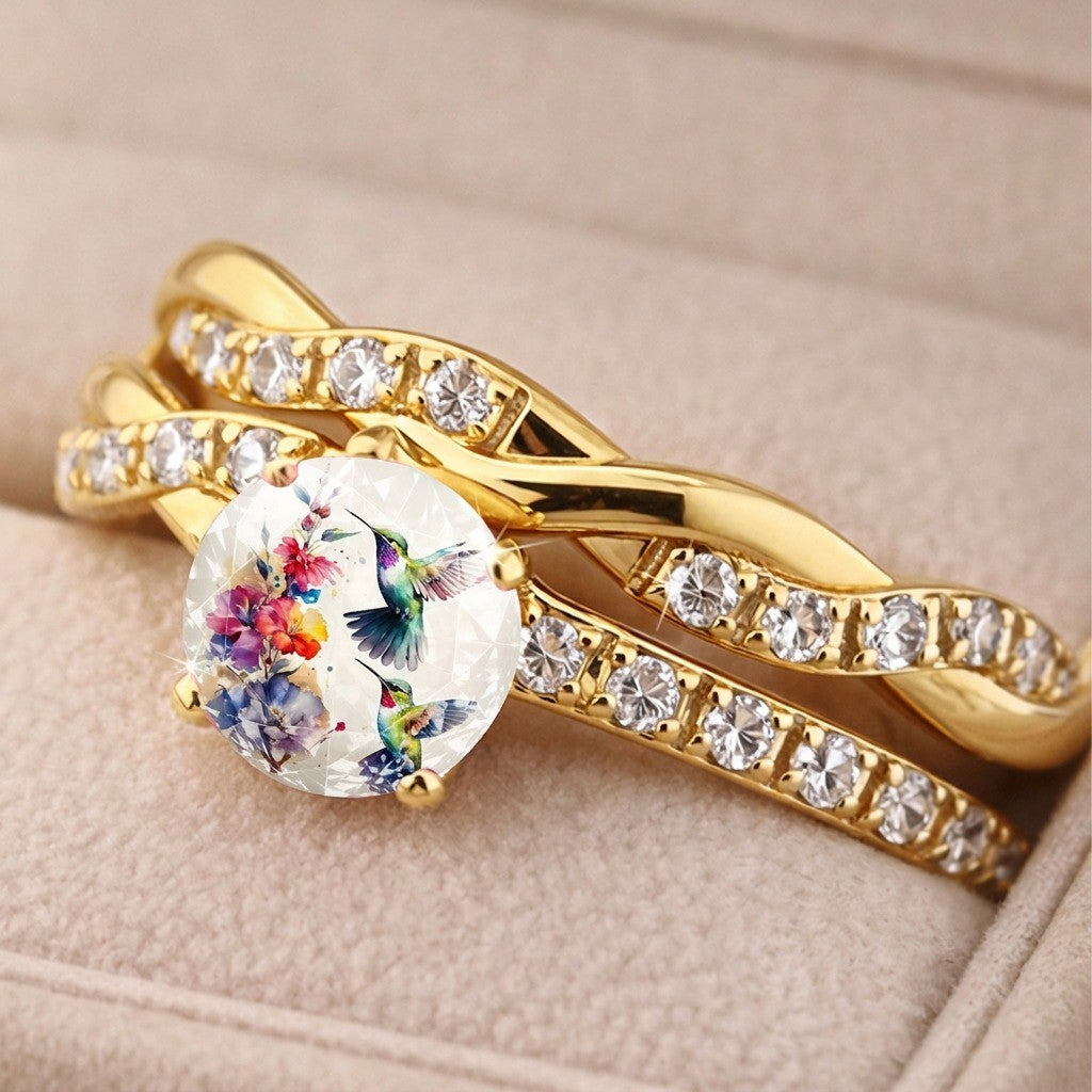 Hummingbird Floral Twisted Ring