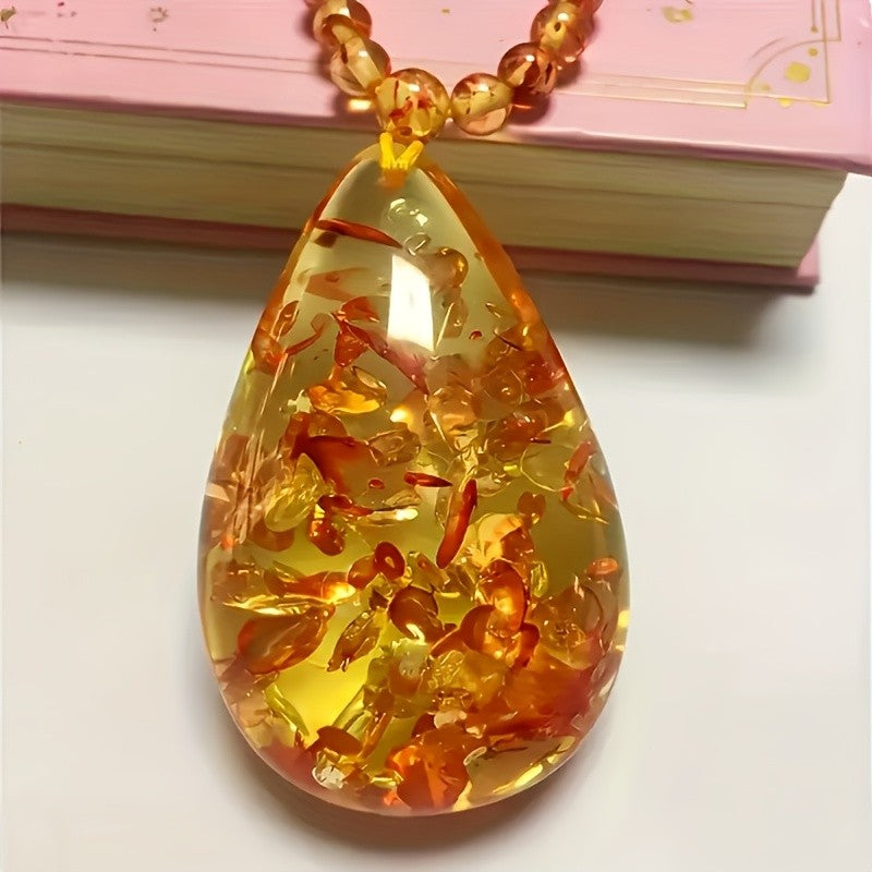 Amber Mosaic Teardrop Necklace