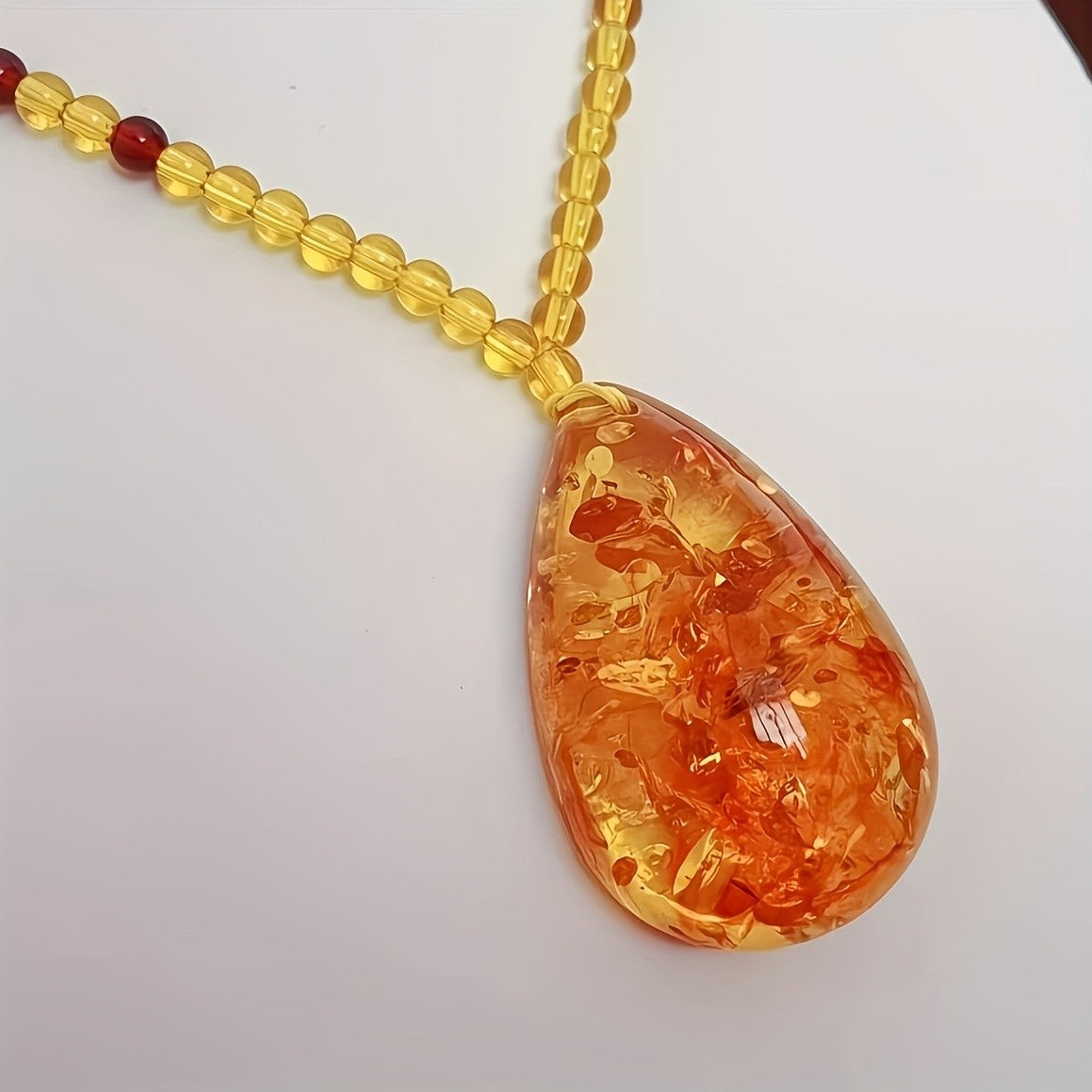 Amber Mosaic Teardrop Necklace