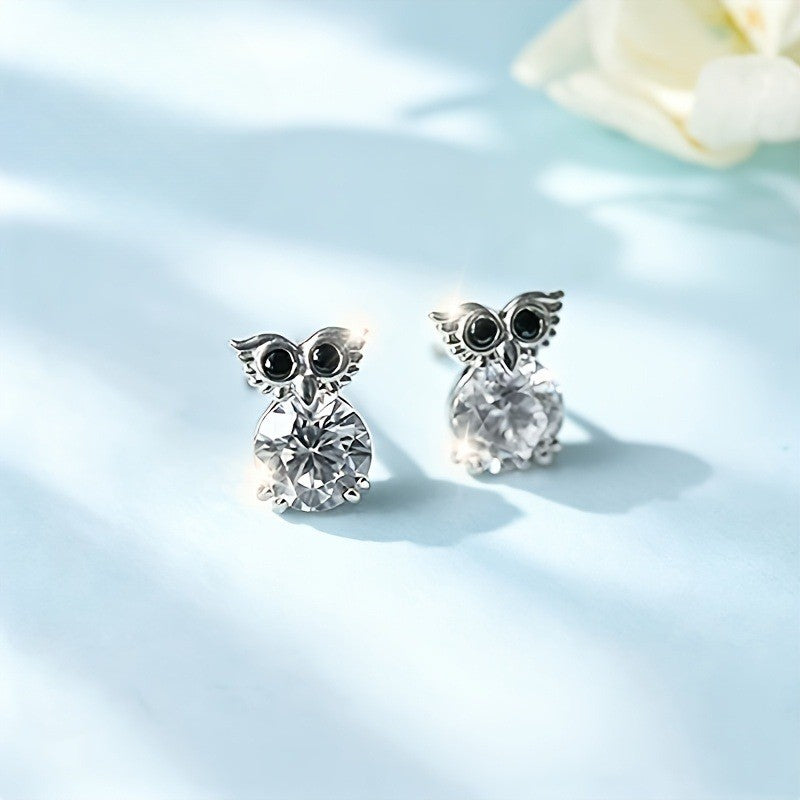 Crystal Owl Stud Earrings