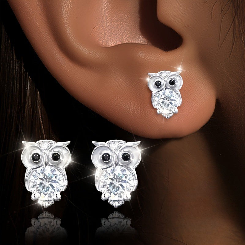 Crystal Owl Stud Earrings