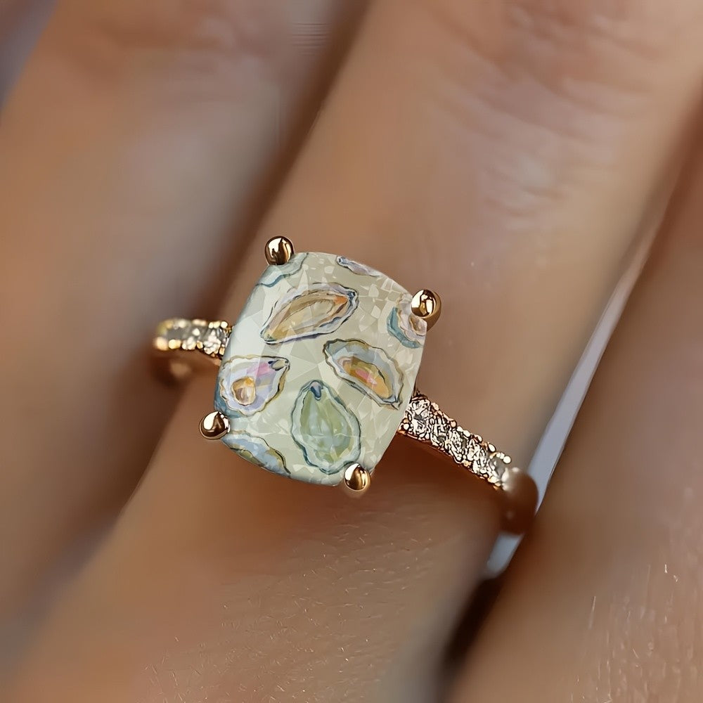 Oyster Mosaic Square Ring
