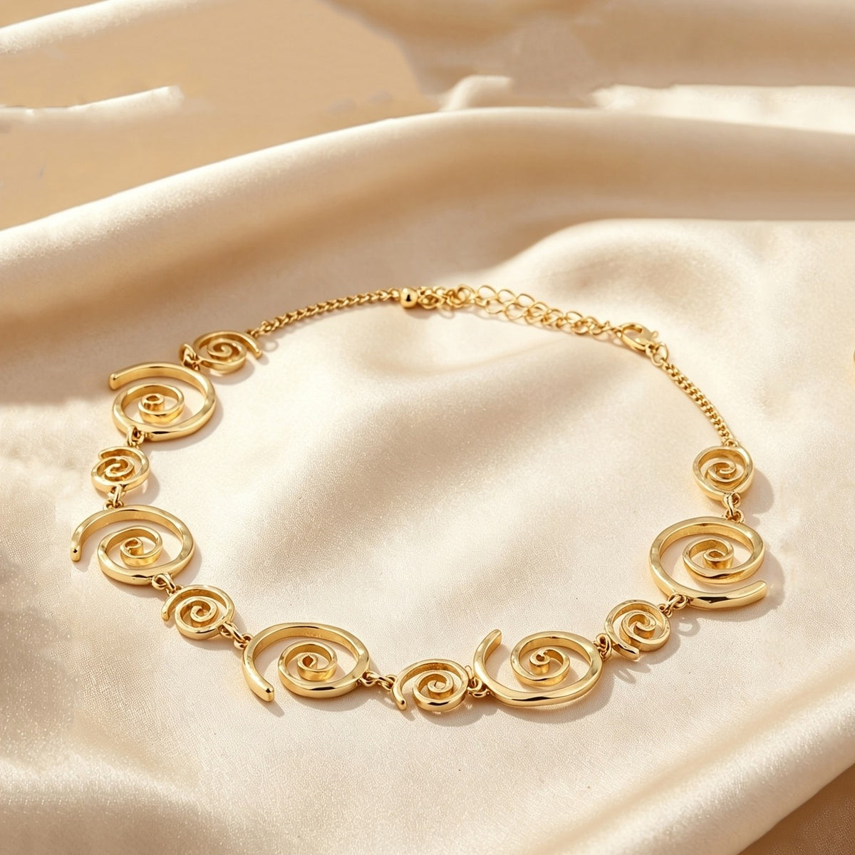 Gold Swirl Link Necklace