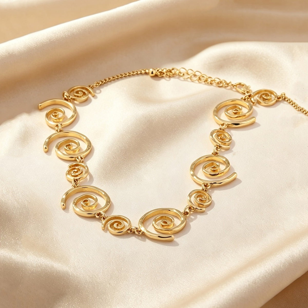 Gold Swirl Link Necklace