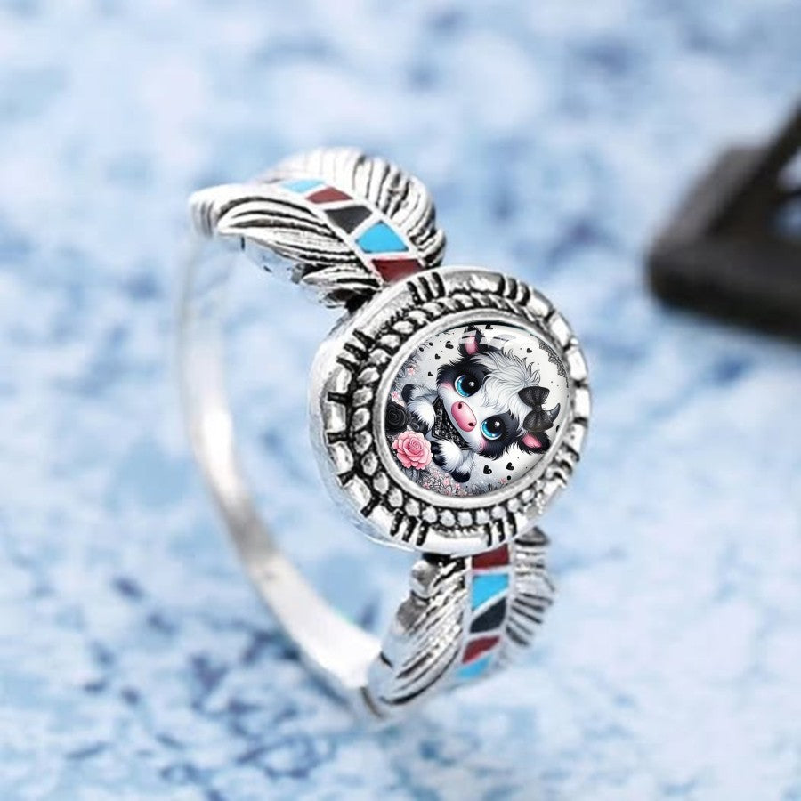 Cow Oval Statement Ring