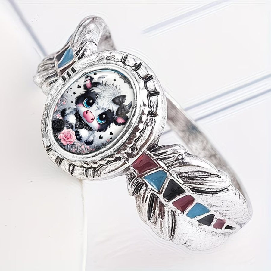 Cow Oval Statement Ring