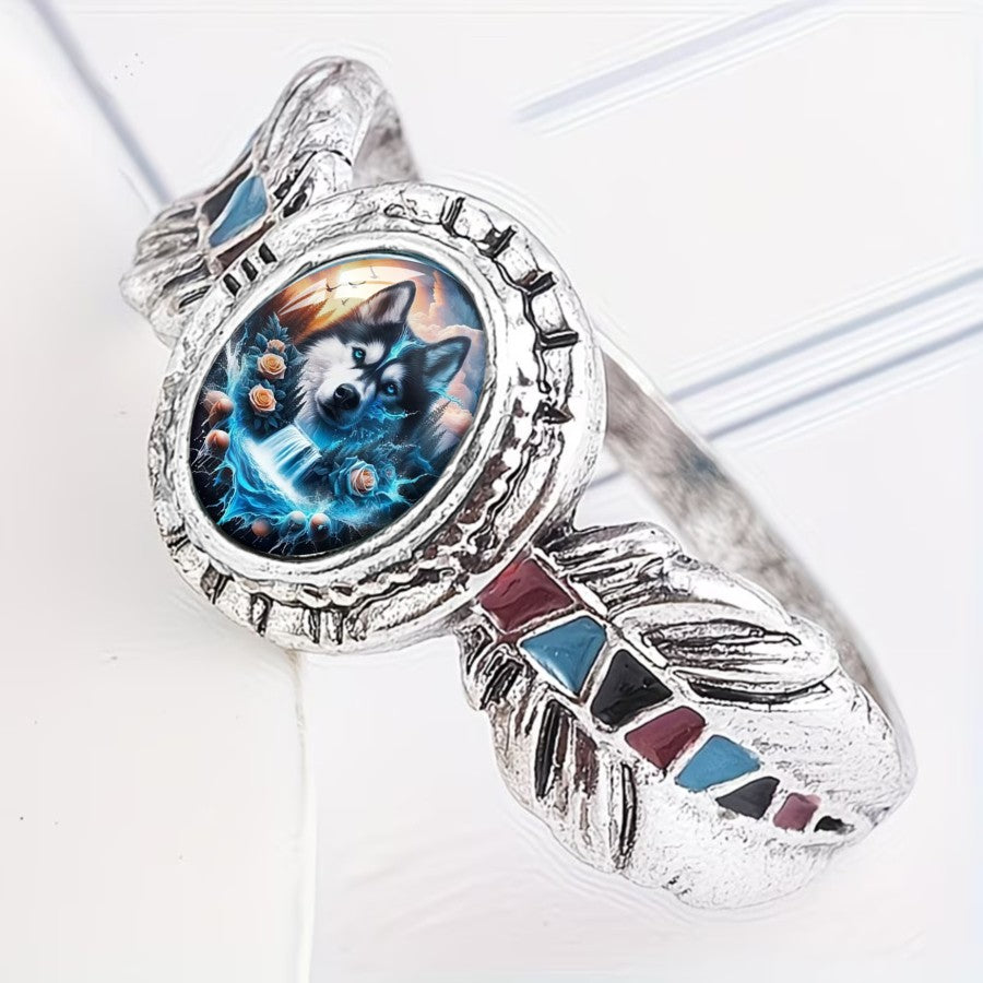 Wolf Oval Ring