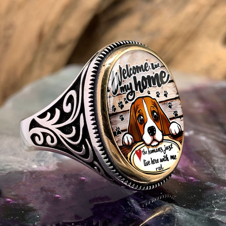 Welcome Home Dog Oval Ring
