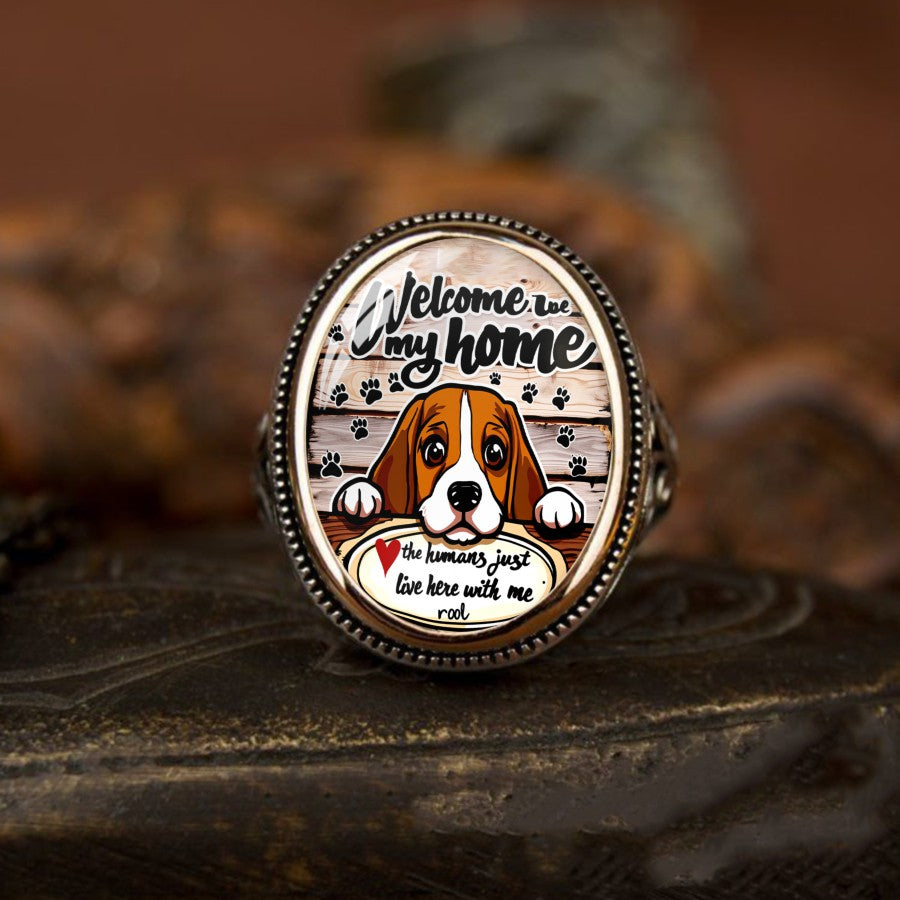 Welcome Home Dog Oval Ring