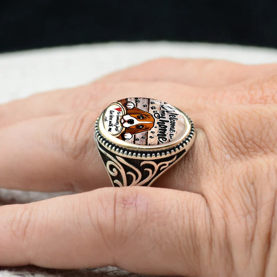 Welcome Home Dog Oval Ring