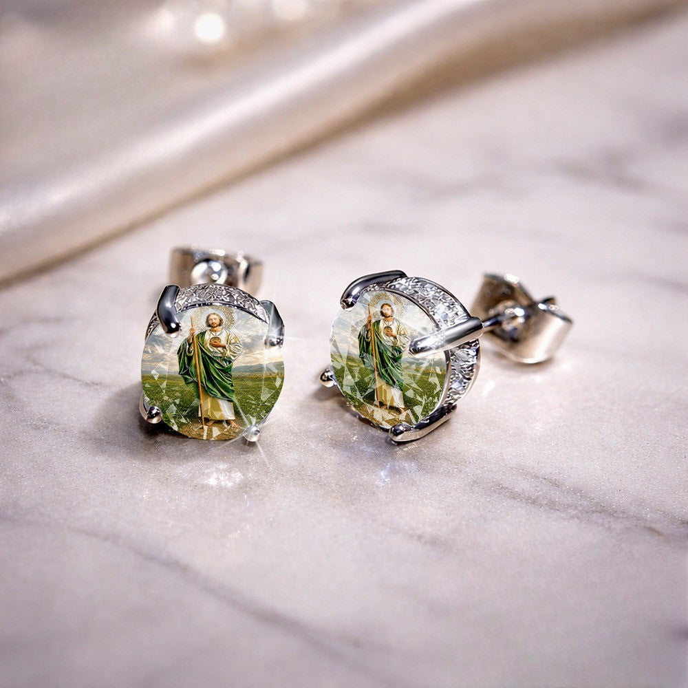Saint in Green Field Earrings