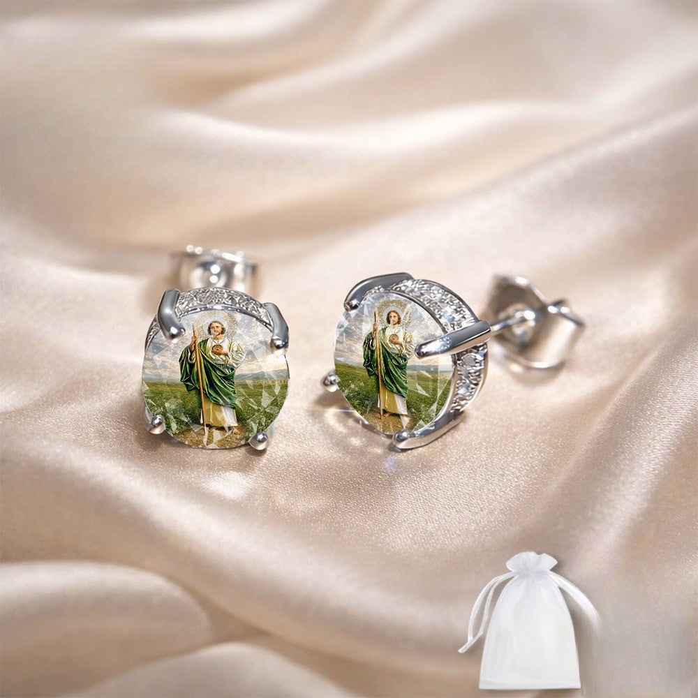 Saint in Green Field Earrings