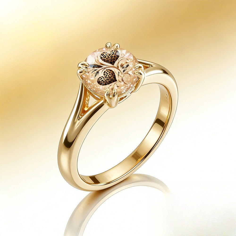 Leopard Heart Scrollwork Ring