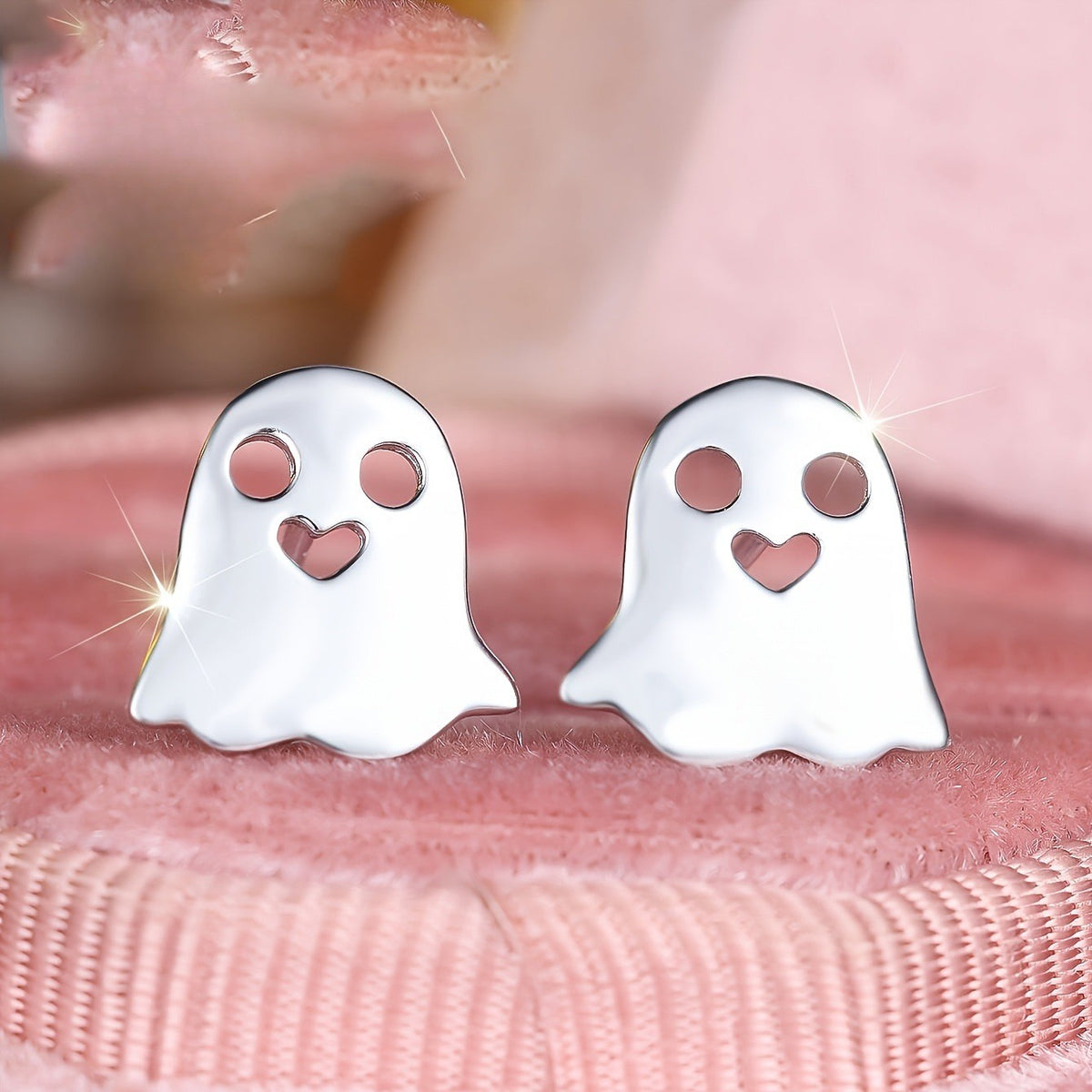 Ghost Heart Stud Earrings