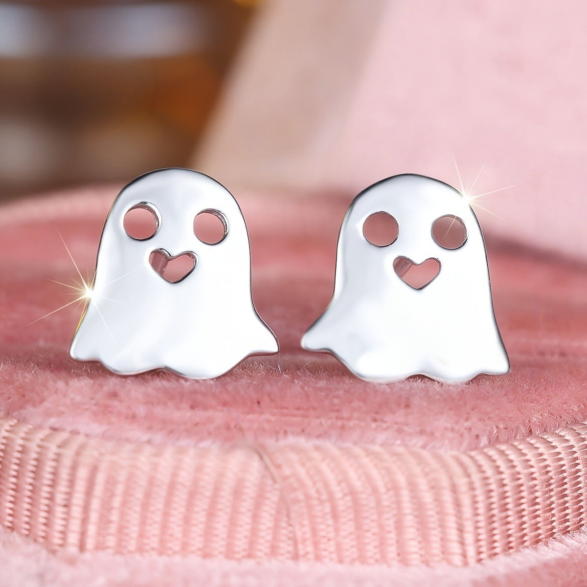 Ghost Heart Stud Earrings