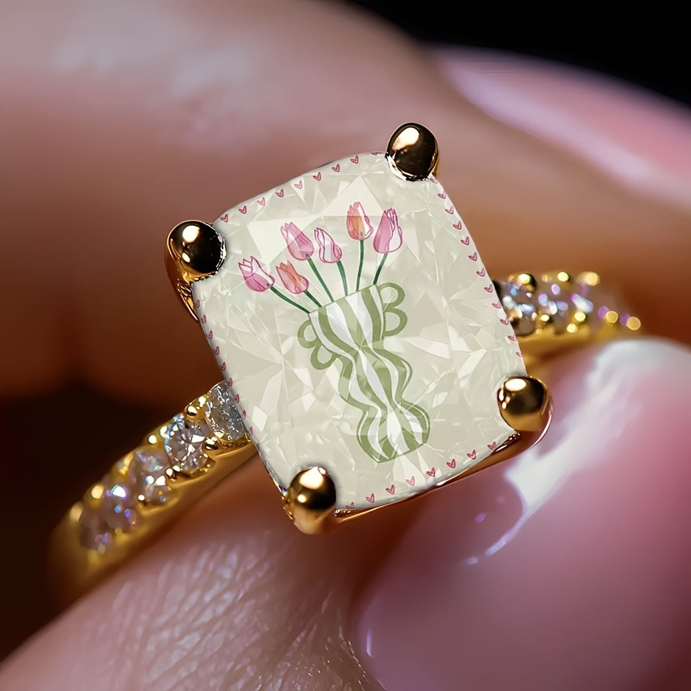 Tulip Vase Square Ring