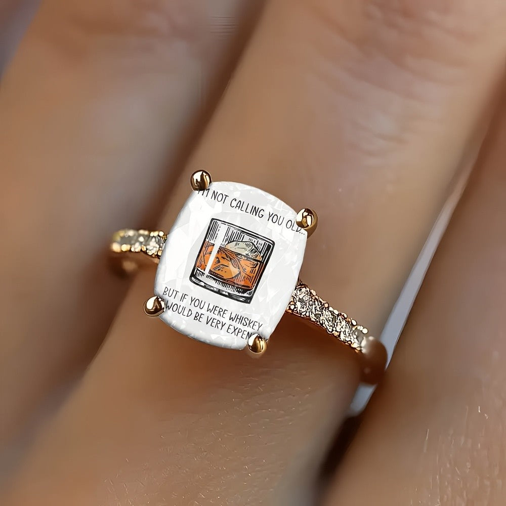 Whiskey Glass Square Ring