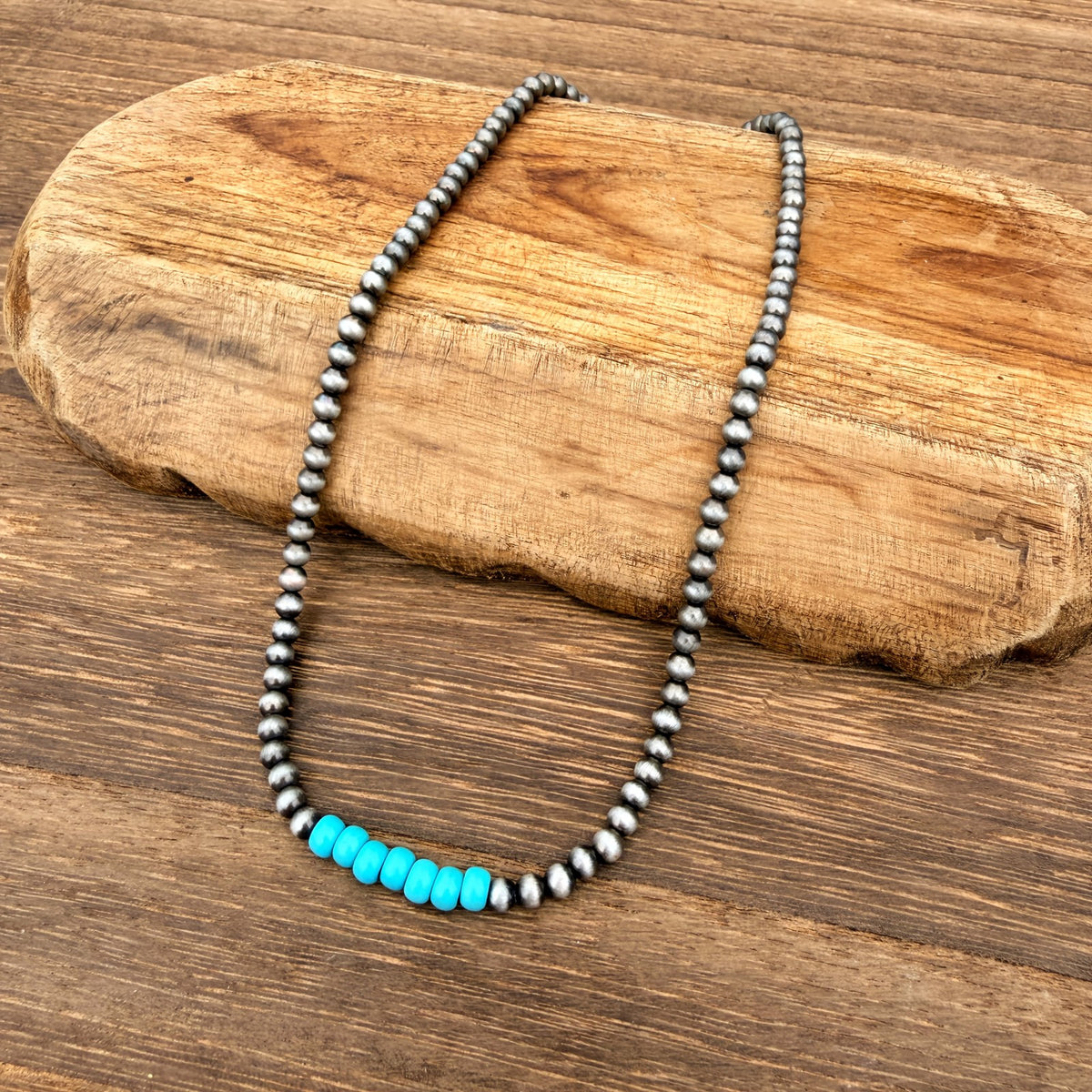 Turquoise & Red Beaded Cross Necklace Set
