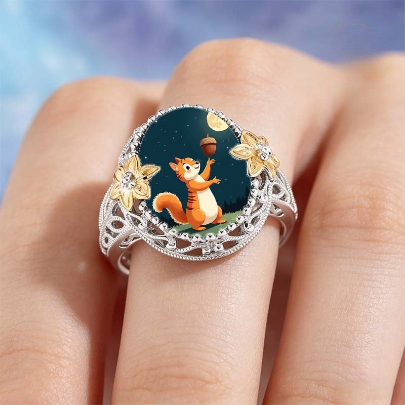 Squirrel & Acorn Statement Ring
