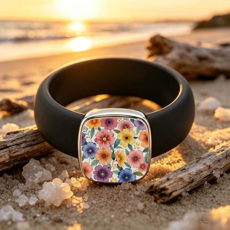 Multi-Color Floral Square Ring