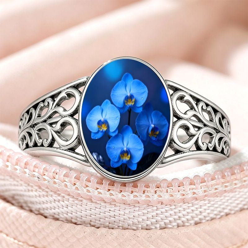 Blue Orchid Oval Ring
