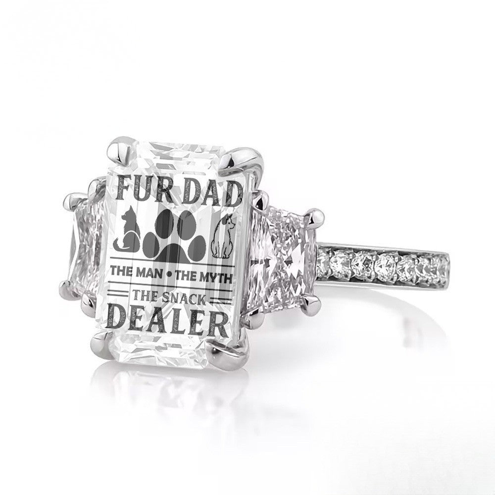Square Pet Dad Statement Ring