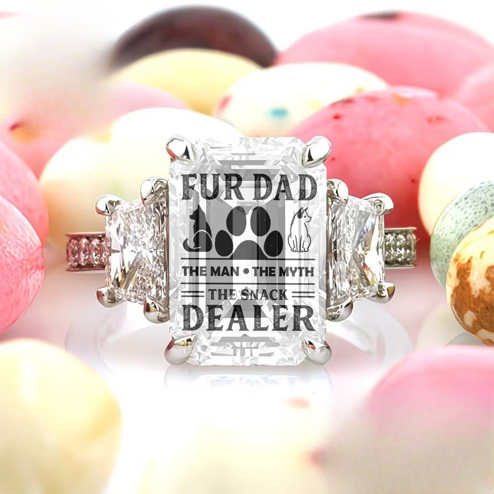Square Pet Dad Statement Ring
