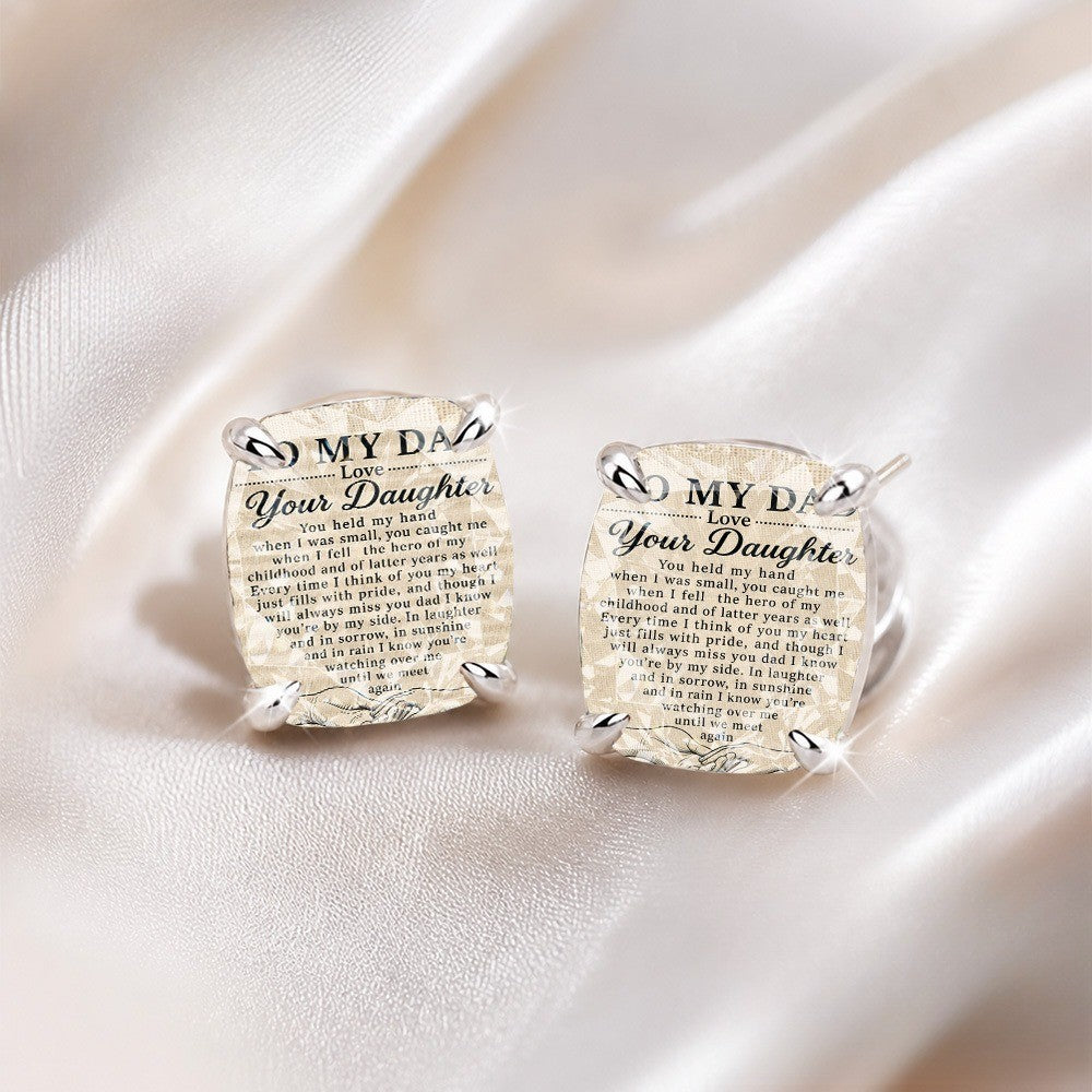 Daughter Poem Square Stud Earrings