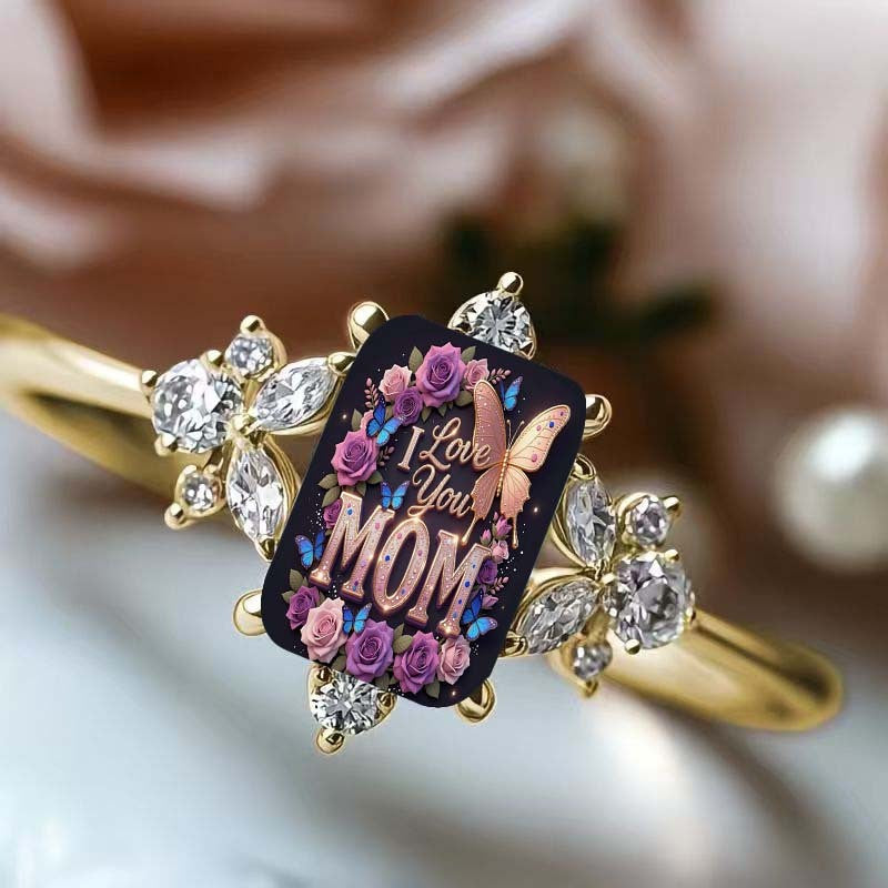 I Love You Mom Floral Ring