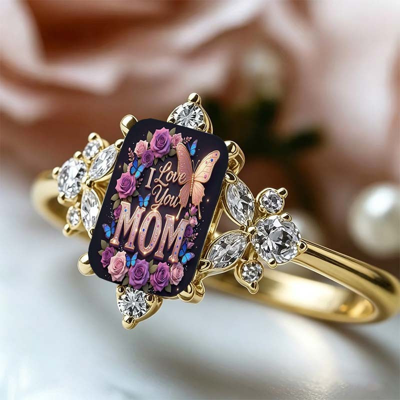 I Love You Mom Floral Ring