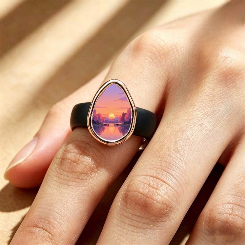 Sunset Lake Teardrop Ring