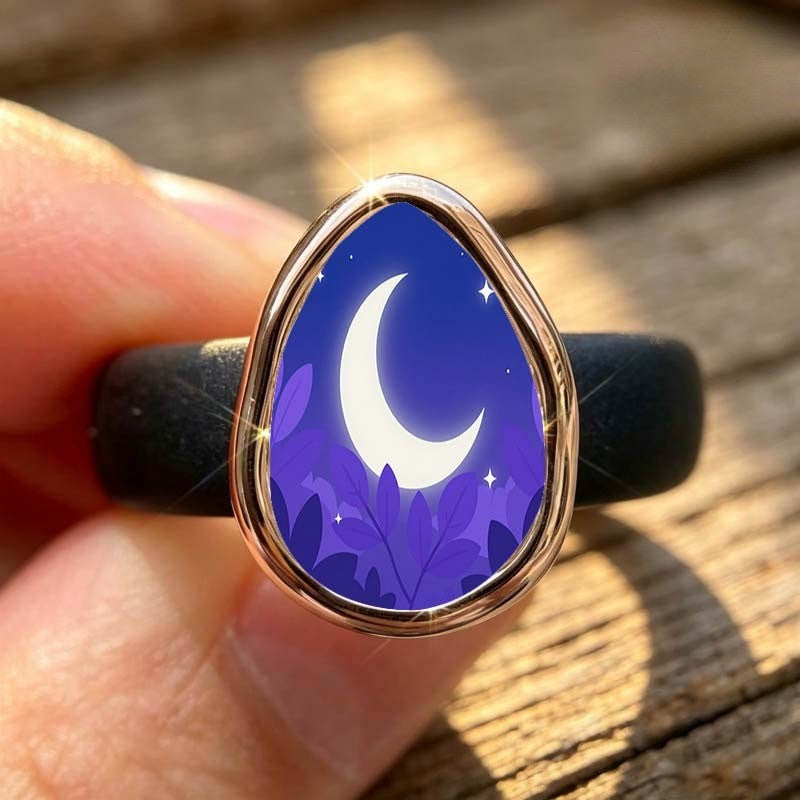 Crescent Moon Teardrop Ring