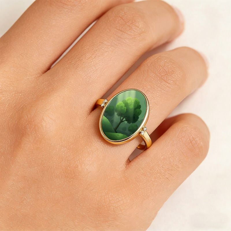 Green Forest Oval Ring