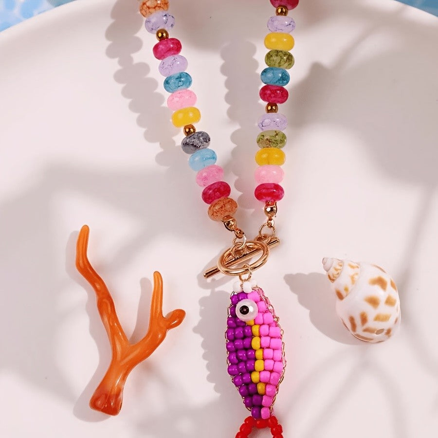 Colorful Beaded Fish Necklace