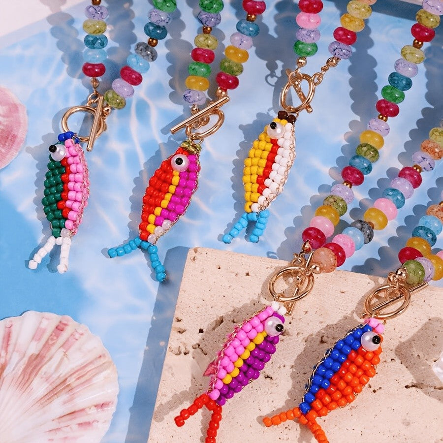 Colorful Beaded Fish Necklace