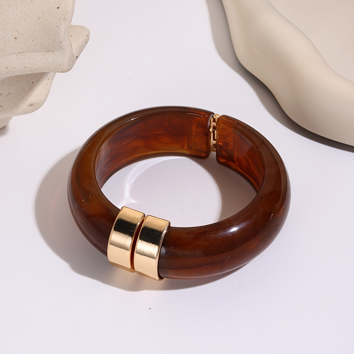 Dual-Tone Resin Bangle Bracelet