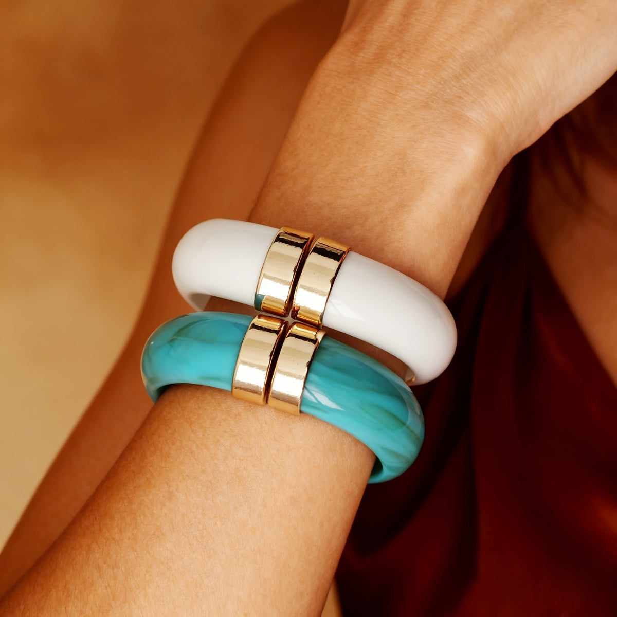 Dual-Tone Resin Bangle Bracelet